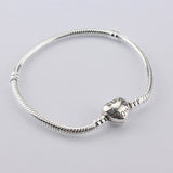 925 Silver Heart Clasp Snake-Bone Chain Bracelet for Charm Beads Jewelry