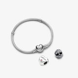 925 Silver Heart Clasp Snake-Bone Chain Bracelet for Charm Beads Jewelry