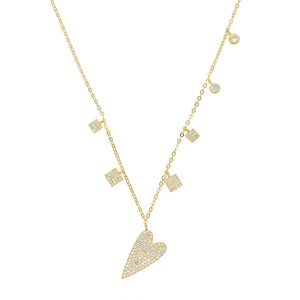 925 Silver Heart CZ Pendant Necklace for Women Jewelry