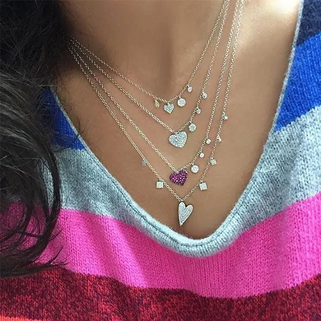 925 Silver Heart CZ Pendant Necklace for Women Jewelry