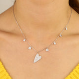 925 Silver Heart CZ Pendant Necklace for Women Jewelry