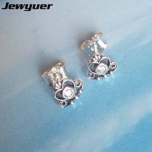 925 Silver Heart Crown Stud Earrings My Princess ER540