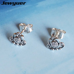 925 Silver Heart Crown Stud Earrings My Princess ER540