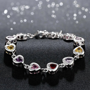 925 Sterling Silver Heart Crystal Chain Bracelet For Women Jewelry