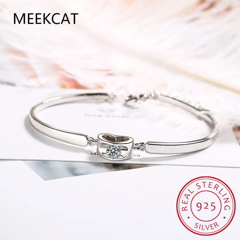 925 Silver Heart Cut Moissanite Gemstone Bracelet for Women