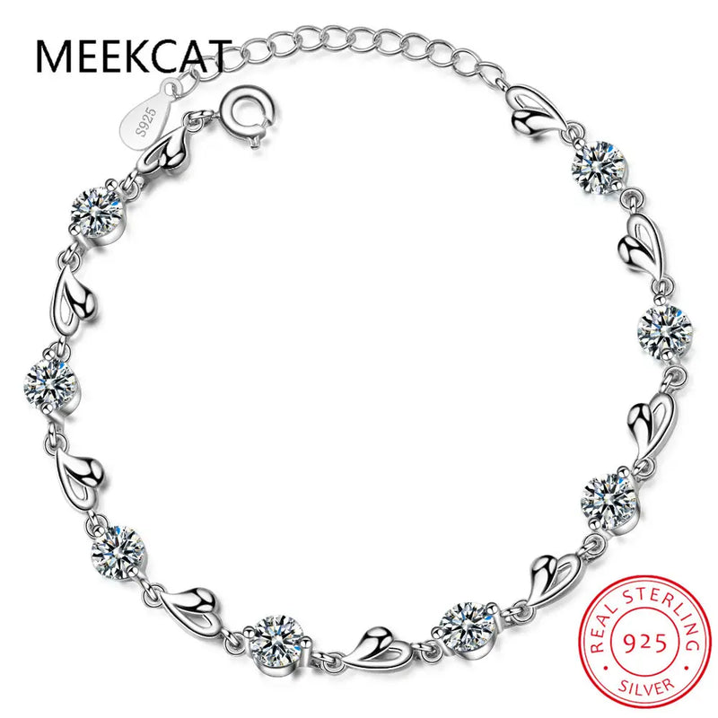 925 Silver Heart Cut Moissanite Diamond Bracelet