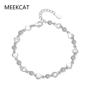 925 Silver Heart Cut Moissanite Diamonds Bracelet