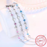 925 Silver Heart Cut Created Moissanite Diamond Bracelet Bangle
