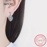 925 Silver Heart Moissanite Drop Earrings