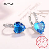 925 Silver Heart Moissanite Drop Earrings