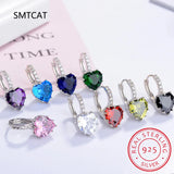 925 Silver Heart Moissanite Drop Earrings
