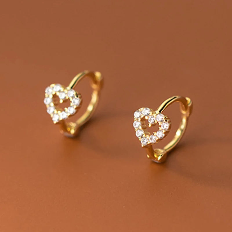 925 Silver Heart Earring Hoop Sleeper Huggie Earrings