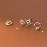 925 Silver Heart Earring Hoop Sleeper Huggie Earrings