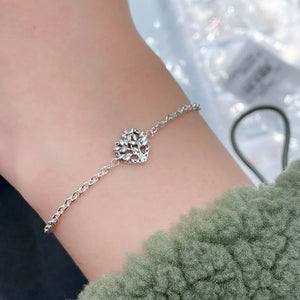 925 Silver Heart Family Tree Chain Bracelet Charm Beads Bangle