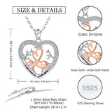 925 Silver Heart Flamingo Mom & Kids Necklace for Valentine