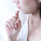 925 Silver Heart Flamingo Mom & Kids Necklace for Valentine