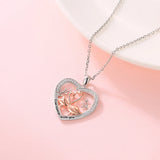 925 Silver Heart Flamingo Mom & Kids Necklace for Valentine