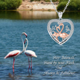 925 Silver Heart Flamingo Mom & Kids Necklace for Valentine