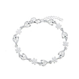 925 Silver Heart Flower Chain Bracelet Wedding Valentines Gift