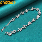 925 Silver Heart Flower Bracelet Women Party Engagement Wedding Gift