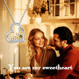 925-Silver Heart Honeycomb Bee Necklace - Queen Bee Jewelry