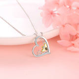 925-Silver Heart Honeycomb Bee Necklace - Queen Bee Jewelry