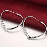 925 Silver Heart Hoop Earrings Wedding Charm Gift
