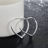 925 Silver Heart Hoop Earrings Wedding Charm Gift