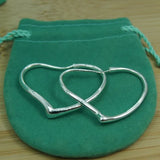 925 Silver Heart Hoop Earrings Wedding Charm Gift