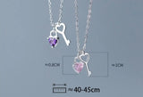 925 Silver Heart Key Pendant Necklace Women Birthday Gift BSN291