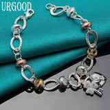 925 Silver Heart Lock Zircon Chain Bracelet For Women Men