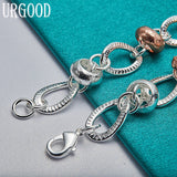 925 Silver Heart Lock Zircon Chain Bracelet For Women Men