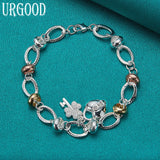 925 Silver Heart Lock Zircon Chain Bracelet For Women Men