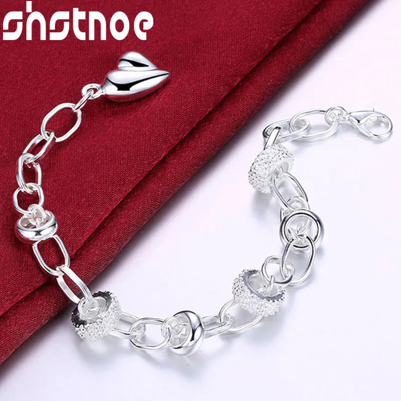 925 Silver Heart Love Chain Bracelet For Women Party Engagement Wedding