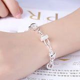 925 Silver Heart Love Chain Bracelet For Women Party Engagement Wedding