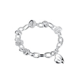 925 Silver Heart Love Chain Bracelet For Women Party Engagement Wedding