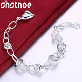 925 Silver Heart Love Chain Bracelet For Women Party Engagement Wedding