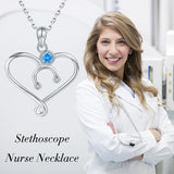 925 Silver Heart Love Infinity Stethoscope Nurse Necklace Graduation Gift