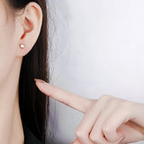 925 Silver Heart Love Flower Stud Earrings for Women