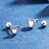 925 Silver Heart Love Flower Stud Earrings for Women