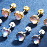 925 Silver Heart Love Flower Stud Earrings for Women