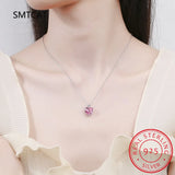 925 Silver Heart Moissanite Pendant Necklace 0.5CT D Round Cut Diamond for Women