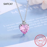 925 Silver Heart Moissanite Pendant Necklace 0.5CT D Round Cut Diamond for Women