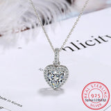 925 Silver Heart Moissanite Pendant Necklace 0.5CT D Round Cut Diamond for Women