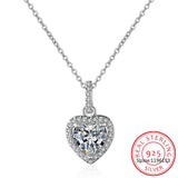 925 Silver Heart Moissanite Pendant Necklace 0.5CT D Round Cut Diamond for Women