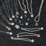 925 Silver Heart Necklace Bracelet Jewelry Set