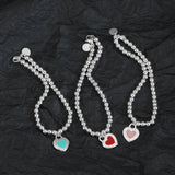 925 Silver Heart Necklace Bracelet Jewelry Set