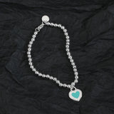 925 Silver Heart Necklace Bracelet Jewelry Set