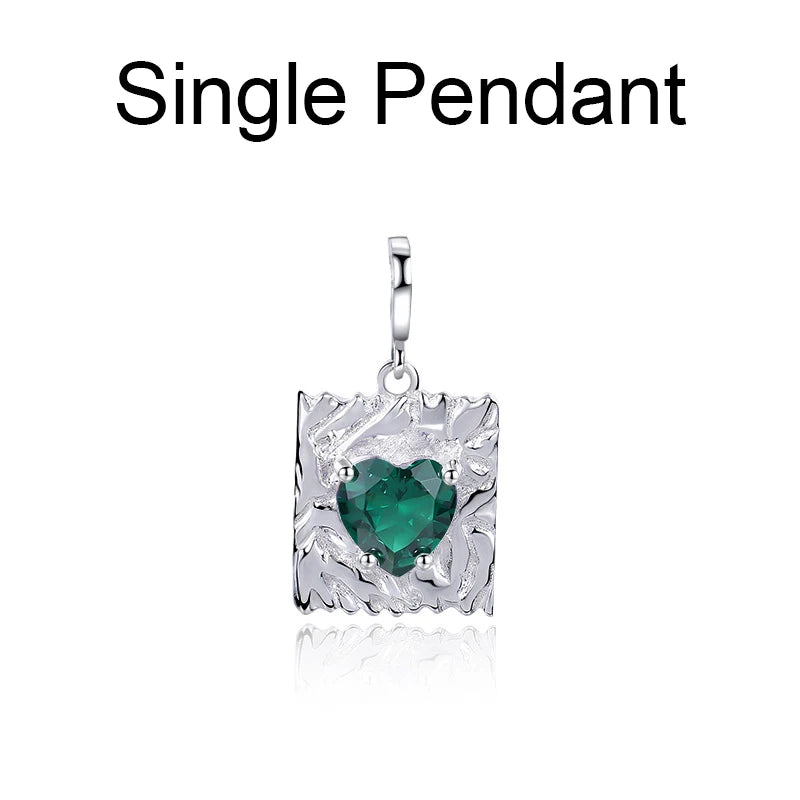 925 Sterling Silver Heart Necklace For Women Twelve Colourful Pendant