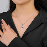 925 Sterling Silver Heart Necklace For Women Twelve Colourful Pendant